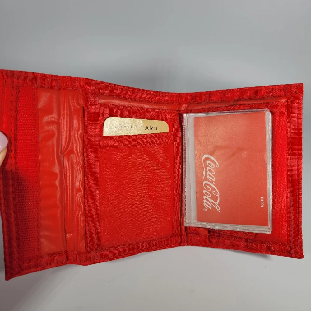 Coca Cola Wave Wallet Red Tri-Fold 1980s Classic Coke Wallet Vintage New